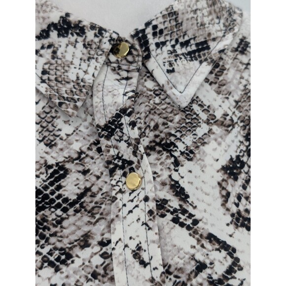 Calvin Klein Snake Print Long Sleeve Button Up Collared Blouse Top Size Medium - Picture 2 of 7